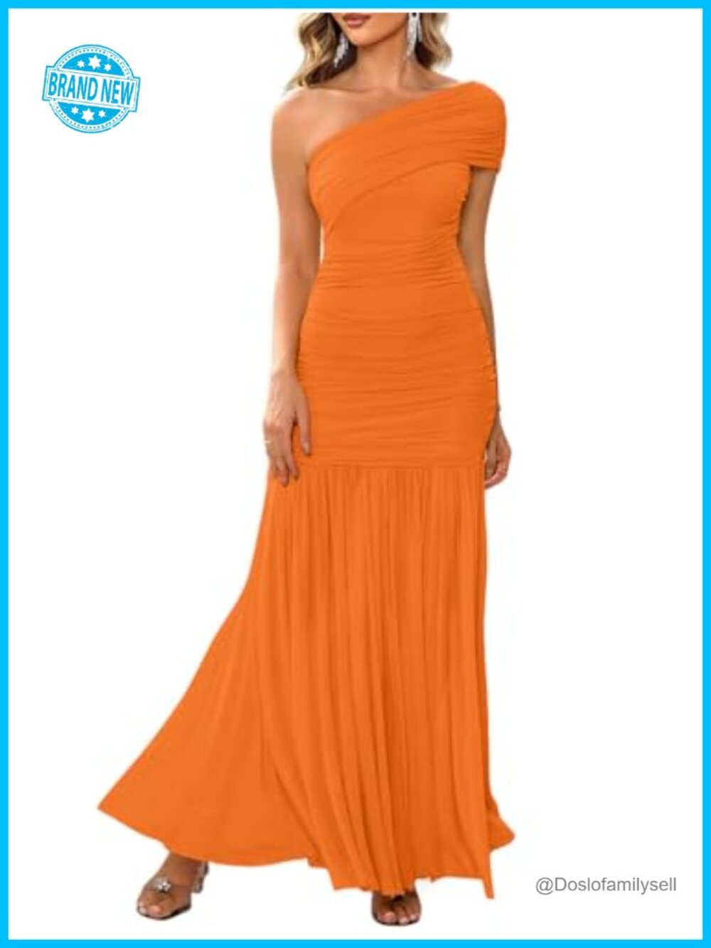Women's One Shoulder Sleeveless Maxi Dress Formal Evening Gown Stretchy